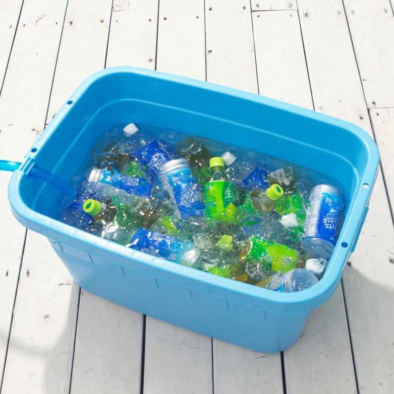 【ジョンマンジ】大型タライ　ロープ付き　水出口あり　水槽 水色　10個 60-飲料水の冷却_web-